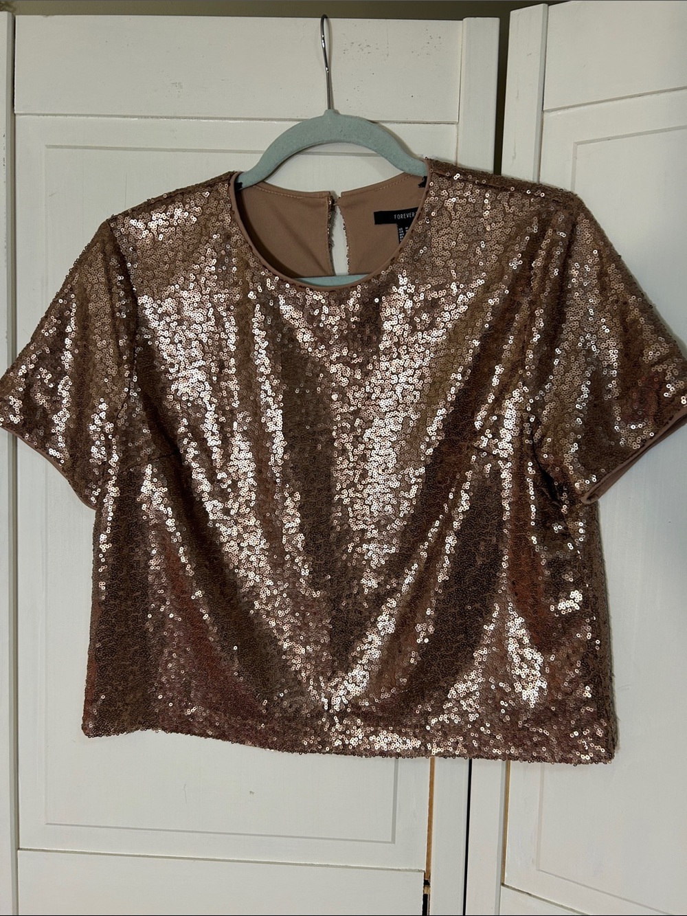 Rose Gold Sequined Top Size M
